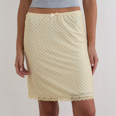 Polka Dot Lace Low Rise Bow Trim Bodycon Vacation Mesh Mini Skirt